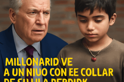“¡Un hombre rico descubre el secreto de un niño con un collar perdido! La verdad cambiará todo.” Un hombre millonario se cruza con un niño que lleva un collar que habÃa pertenecido a su hija desaparecida hace años. Un simple accesorio, pero con una historia que guarda secretos oscuros y sorprendentes. Al mirarlo fijamente, el millonario comienza a descubrir pistas que lo llevarán a la verdad que ni él mismo esperaba. La revelación lo dejará sin palabras y desatará una serie de eventos que cambiarán su vida para siempre.