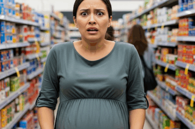 “Entre productos y luces frías de supermercado, una mujer…