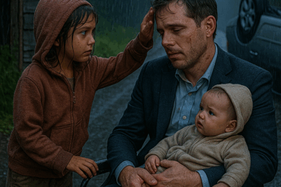 Niña sin hogar ve a un millonario herido con un bebé bajo la lluvia, pero ella lo reconoce cuando…
