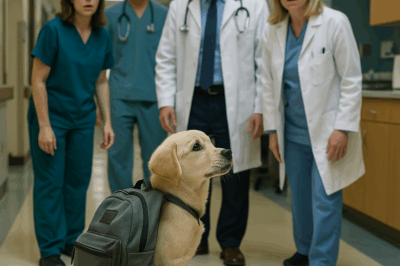 Un cachorro llegó al hospital con una mochila… lo que hallaron hizo llorar a todos