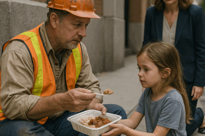 Un humilde obrero compartió su comida con una niña… lo que vio después lo cambió todo