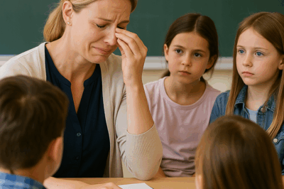 Durante la clase, los alumnos vieron a su profesora llorar en silencio, algo que nunca antes había ocurrido. Lo que sucedió después, con la reacción inesperada de los niños, transformó ese día en una lección de vida inolvidable. La historia, que comenzó con lágrimas, terminó uniendo a toda la clase de una forma que ninguno de ellos olvidará jamás.