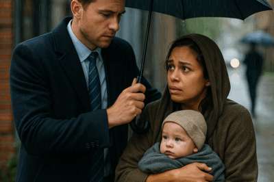 Mujer con su bebé bajo la lluvia… un gesto inesperado lo cambió todo