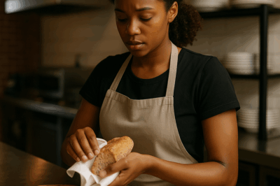 “Un CEO multimillonario, encubierto como cliente común en su propia cadena de restaurantes, sorprendió a una camarera humilde guardando trozos de pan en secreto. Creyó que era un simple robo insignificante, pero lo que descubrió después lo derrumbó por completo: una historia oculta de hambre, sacrificios y verdades tan dolorosas que sacudieron los cimientos de su vida y de su imperio empresarial.”