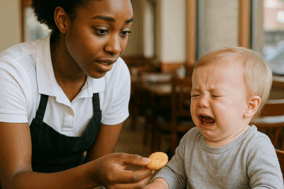 “Una joven mesera negra, conmovida por el llanto de un bebé en un restaurante, no dudó en darle su última galleta. Lo que parecía un gesto insignificante cambió su vida para siempre. Quince años después, una limusina blanca apareció frente a su casa para devolverle aquel acto de bondad en una forma tan inesperada que dejó a todos impactados.”
