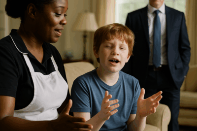 El multimillonario permaneció inmóvil mientras la criada negra cantaba dulcemente con su hijo autista, pero lo que ocurrió después dejó helados a todos: una decisión brutal, inesperada y cruel que revela cómo la riqueza puede torcer el alma humana, cómo el poder puede eclipsar la compasión, y cómo una simple canción se convirtió en la chispa de una historia oscura y perturbadora.