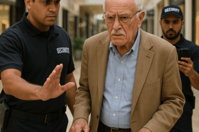 “Señor, tiene que salir del centro comercial ahora mismo.” El guardia de seguridad bloqueó el paso al anciano con su bastón. Nadie imaginaba quién era realmente el hijo de Harold.