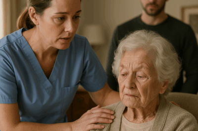 El cuidador atendía a la anciana… sin saber que su hijo lo observaba