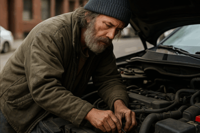 «Un vagabundo miró el auto averiado y dijo: “Yo puedo repararlo”… lo que hizo después dejó en ridículo a los mejores mecánicos»