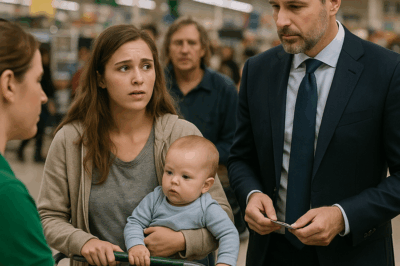 “La joven madre fue humillada en la caja… hasta que un millonario dio un paso al frente”