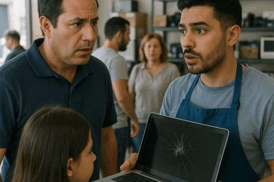 Creí que el ordenador de mi hija tenía solo un fallo menor, pero el técnico descubrió algo tan inquietante que me pidió cancelar todas mis tarjetas bancarias y cambiar las cerraduras de casa antes de contarme lo que había visto.