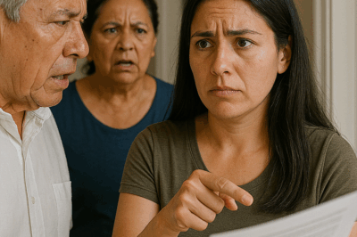 Mis suegros me exigieron que me fuera de “la casa de su hijo” porque, según ellos, él la había comprado solo. Pero cuando les recordé el acuerdo que firmamos los tres, su sonrisa desapareció y el silencio lo cambió todo.