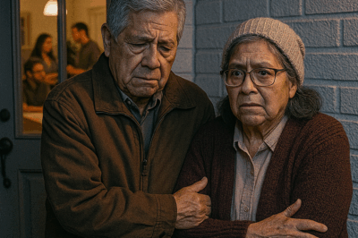 Encontré a mis padres ancianos temblando de frío frente a mi propia casa, mientras mis suegros celebraban una fiesta dentro. Cuando pregunté por qué no los habían dejado entrar, la respuesta de mi esposa hizo que todo el vecindario escuchara lo que ella ocultaba.