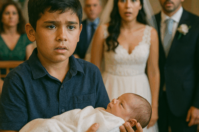 Un niño de 9 años interrumpió una lujosa boda con un recién nacido en brazos: nadie entendía qué hacía allí, pero cuando reveló la verdad frente a todos, el silencio que siguió cambió para siempre la vida de los novios.