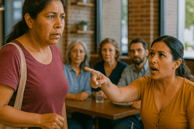 En el restaurante más elegante de la ciudad, mi hermana se levantó frente a todos, me señaló con desprecio y gritó: “Rachel, busca otra mesa, esta es solo para la familia”. Lo que sucedió después dejó a todos sin palabras…