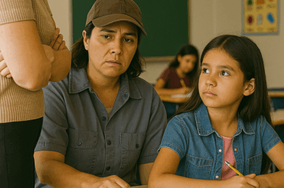 Un padre me miró con desprecio cuando fui a la clase de mi hija vestido con mi uniforme de trabajo y dijo: “Se nota que eres demasiado pobre para estar aquí.” No imaginaba quién realmente era yo ni lo que ocurriría después.