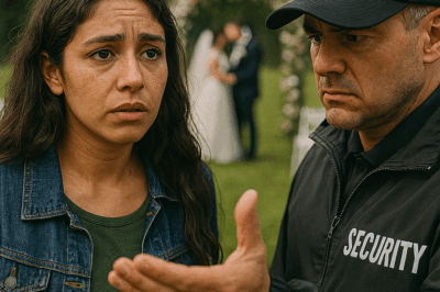 En la boda de mi hermana, un guardia de seguridad me detuvo en la entrada y dijo: “Tu nombre no está en la lista.” Todos me miraban. No sabía que detrás de esa humillación se escondía un secreto que destruiría el banquete.