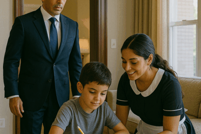 Un multimillonario regresó a casa antes de lo previsto, sin imaginar que lo que vio a través de la puerta —la lección que su empleada enseñaba a su hijo— lo dejaría sin palabras y le cambiaría el corazón para siempre.