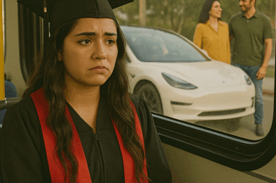 💔 Me hicieron ir en camión a mi graduación… mientras le compraban un Tesla a mi hermano
