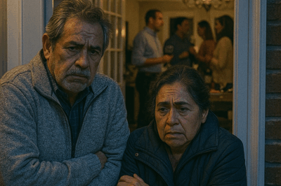 Encontré a mis ancianos padres temblando de frío frente a mi propia casa, mientras mis suegros celebraban una fiesta dentro. Lo que descubrí esa noche cambió para siempre mi matrimonio, mi lealtad… y la forma en que entendí la palabra familia.