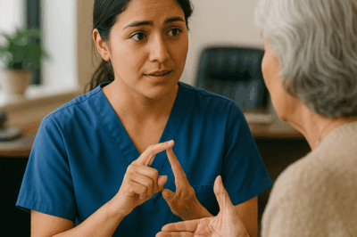 “Una enfermera tímida saludó a la madre sorda de un multimillonario usando lenguaje de señas, sin saber que su gesto cambiaría su destino. Lo que no imaginaba era que el hijo de la mujer, el joven CEO que todos temían en el hospital, la observaba… y planeaba algo inesperado.”