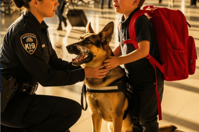 “Un grito rompió el silencio del aeropuerto: ‘¡Mi mamá no despierta!’ — En segundos, una oficial K9 y su perro iniciaron una carrera contra el tiempo que nadie vio venir. Lo que comenzó como una guardia tranquila se convirtió en una historia que estremeció al país y reveló hasta dónde puede llegar la empatía humana… y animal.”