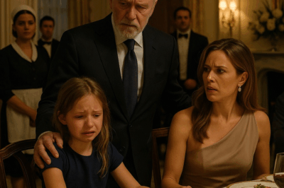 La cena parecía perfecta: copas de vino, risas forzadas y una nueva esposa radiante. Pero cuando la hija del millonario rompió a llorar, el ambiente se congeló. Nadie entendía por qué… hasta que él se levantó, miró fijamente a su mujer y dijo algo que cambió todo. Lo que reveló en esa mesa destruyó una mentira de años y dejó a todos sin aliento.