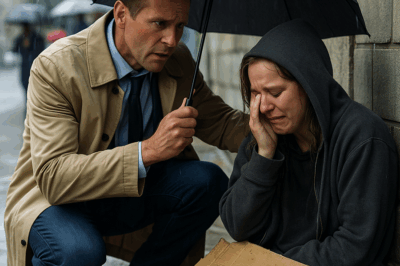 VI A UNA MUJER SIN HOGAR LLORANDO BAJO LA LLUVIA… Y AL ACERCARME, MI CORAZÓN SE DETUVO 😢