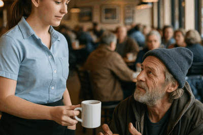 Camarera invita un café a un vagabundo y él cambia su vida