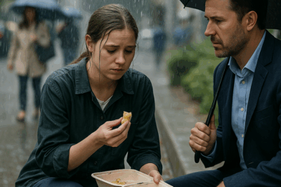 La vio comer bajo la lluvia… y lo que descubrió lo hizo llorar