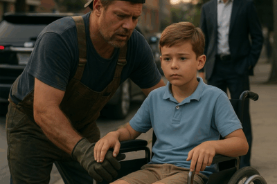 Un soldador humilde detuvo su jornada para ayudar a un niño en silla de ruedas que no podía cruzar la calle, sin imaginar que ese pequeño guardaba un secreto que cambiaría su vida para siempre: el niño era hijo de un poderoso multimillonario que lo observaba todo desde su auto, y lo que hizo después dejó al trabajador sin palabras.
