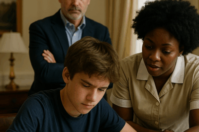 Escándalo en la mansión de los De La Vega: el hijo del millonario más poderoso de la ciudad reprobó matemáticas y desató la furia de su padre. Pero lo que nadie esperaba era que una nueva criada, una mujer humilde de piel oscura y mirada serena, entraría a trabajar en la casa y, con un acto inesperado, transformaría el destino de todos para siempre.