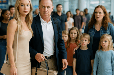 «En el aeropuerto internacional, el famoso multimillonario fue visto cargando las maletas de una joven misteriosa. Nadie imaginaba que, en ese preciso momento, su esposa aparecería con sus cuatro hijos… lo que siguió dejó a todos los presentes en silencio absoluto.»