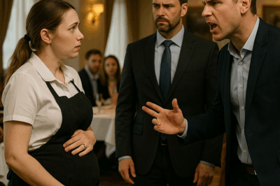 “El hijo del millonario la humilló frente a todos, riéndose de su uniforme y de su embarazo. No sabía que la camarera que despreciaba estaba casada con alguien que podía destruir su apellido con una sola palabra. En segundos, el restaurante se convirtió en un campo de vergüenza, cámaras encendidas, y un escándalo que demostraría que el dinero jamás compra dignidad.”