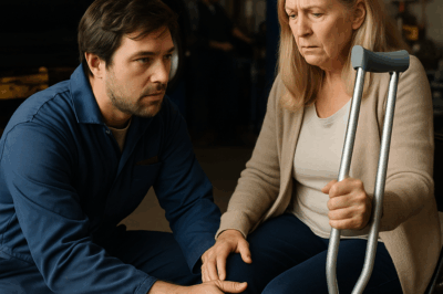 “Un mecánico pobre arregló su pierna sin cobrarle — un mes después, una limusina se detuvo frente a su taller y su vida cambió para siempre”