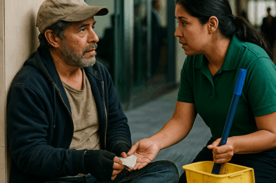 “Un poderoso empresario decidió disfrazarse de persona sin hogar y entrar a su propia empresa para poner a prueba la humanidad de sus empleados. Nadie lo reconoció, y todos lo ignoraron… excepto una humilde trabajadora de limpieza. Lo que ella hizo conmovió al hombre hasta las lágrimas y cambió la historia de la compañía para siempre. Una lección sobre empatía, humildad y el valor real de una persona más allá de su apariencia.”