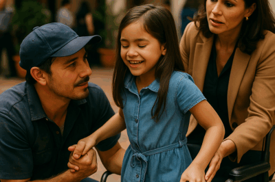 “Una niña millonaria en silla de ruedas conoció a un humilde mecánico que reparó más que su automóvil: transformó su destino. Lo que comenzó como una simple ayuda en la carretera terminó en un milagro que la ciencia no pudo explicar. Cuando la pequeña dio su primer paso frente a su madre y al hombre que cambió sus vidas, todos rompieron en lágrimas. Lo que ocurrió después conmovió al mundo entero.”