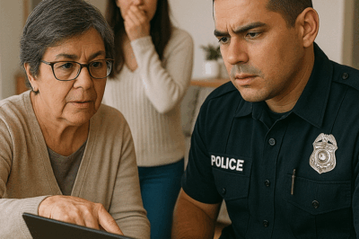 Mi nuera llamó a la policía diciendo que yo estaba “inestable” y “necesitaba ayuda urgente”. Cuando los agentes llegaron, los invité a pasar con calma y les dije: “Por favor, vean esto”. Lo que mostraba la grabación de mi sala cambió todo — y nadie volvió a llamarme loca.