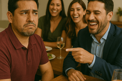 “En una cena familiar, el nuevo novio millonario de la hermana de mi esposa decidió burlarse de mí frente a todos. Se rieron de mi trabajo, de mi ropa y de mi ‘falta de éxito’. Nadie me defendió, ni siquiera ella. Esa noche no respondí, solo sonreí. Pero semanas después, cuando el destino nos sentó nuevamente frente a frente —esta vez en mi oficina—, fue él quien bajó la mirada… y nadie volvió a reír.”