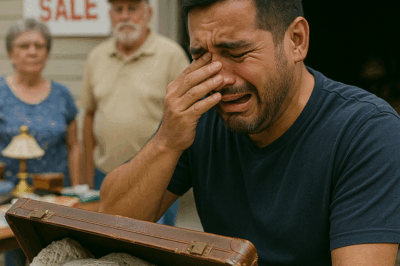 “Compró una vieja maleta en una venta de garaje por solo cinco euros, pensando que era basura. Pero cuando la abrió en su casa, encontró algo tan inesperado y profundamente humano que rompió a llorar… sin saber que aquel hallazgo lo conectaría con una historia de amor perdida hace más de 70 años.”