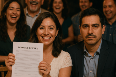 En nuestra fiesta de aniversario ella levantó una carpeta con papeles de divorcio sonriendo frente a todos, y mientras los demás reían creyendo que era una broma, descubrí el secreto oculto que transformó mi vida para siempre