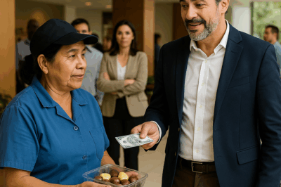 “Un millonario acostumbrado a burlarse de todos propuso, entre risas, pagar cien mil reales a quien lograra venderle unos simples bombones en alemán… pero jamás imaginó que la joven vendedora y la humilde limpiadora que la acompañaba harían algo tan inesperado que dejó a toda la oficina paralizada, revelando un talento oculto capaz de cambiar destinos.”