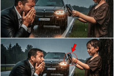 “Una noche de lluvia torrencial dio un giro inimaginable cuando un empresario de enorme fortuna encontró a un niño empapado, temblando bajo un poste de luz: en sus manos llevaba una fotografía que detuvo por completo el mundo del millonario y desató un misterio tan profundo que ahora todos intentan descubrir qué vínculo oculto existía entre ellos”