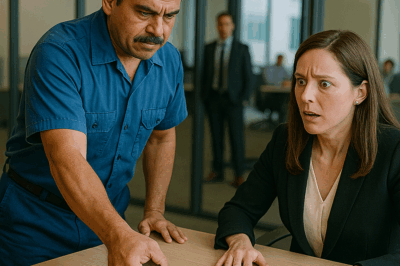 “El conserje papá soltero hizo lo impensable: arrojó el teléfono de la directora sobre la mesa, y lo que apareció en la pantalla la hizo temblar — nadie estaba preparado para la verdad que se escondía tras esa imagen, una revelación tan inesperada que cambiaría el destino de toda la empresa y revelaría un secreto enterrado por años.”