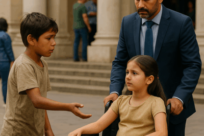 “‘Déjame bailar con tu hija… y haré que camine de nuevo’, dijo el niño mendigo al millonario que lo miraba con desprecio — segundos después, lo que ocurrió dejó a toda la plaza sin aliento”