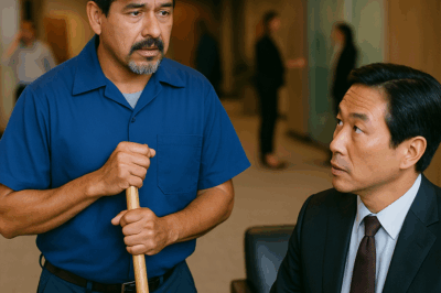 “El conserje papá soltero estaba limpiando el suelo cuando la directora japonesa le habló — lo que respondió la dejó sin palabras: nadie sabía quién era realmente aquel hombre hasta que comenzó a hablar en japonés frente a toda la empresa y reveló un pasado que nadie, ni siquiera la CEO, habría imaginado. Lo que ocurrió después cambió la historia de la compañía para siempre.”