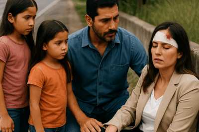 “Un padre soltero con dos hijas detuvo su viejo auto para ayudar a una mujer herida en la carretera — lo que no sabía era que se trataba de una millonaria desaparecida. Lo que ocurrió después cambió su vida para siempre: una historia de destino, humildad y redención que demuestra que un solo acto de bondad puede transformar la suerte de una familia entera y revelar secretos que el dinero nunca pudo comprar.”