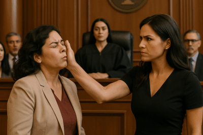 “En una sala de audiencias que parecía tranquila, la amante del magnate protagonizó un gesto tan impactante que dejó a todos sin aliento: después de abofetear a la esposa del multimillonario, avanzó hacia el estrado y tomó el asiento del juez, desatando un giro inesperado que reveló secretos ocultos y sacudió a toda la corte.”