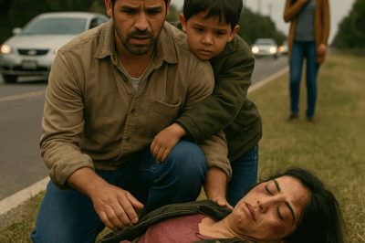 “Un padre soltero detiene su coche al ver una figura tirada al borde de la carretera… Cuando se acerca, descubre algo tan escalofriante y misterioso que su vida jamás volverá a ser la misma — Lo que la mujer paralizada le dijo antes de desmayarse dejó helado a todo un pueblo”