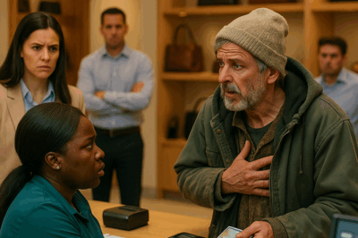 “Un millonario disfrazado fue humillado en una tienda cuando su tarjeta fue rechazada frente a todos. Los empleados se burlaron, el gerente lo acusó de impostor, y los clientes lo miraban con desprecio. Pero una mujer humilde, una trabajadora de limpieza afrodescendiente, hizo algo que dejó a todos sin palabras. Lo que sucedió minutos después reveló una verdad inesperada que cambió la vida de todos los presentes para siempre.”